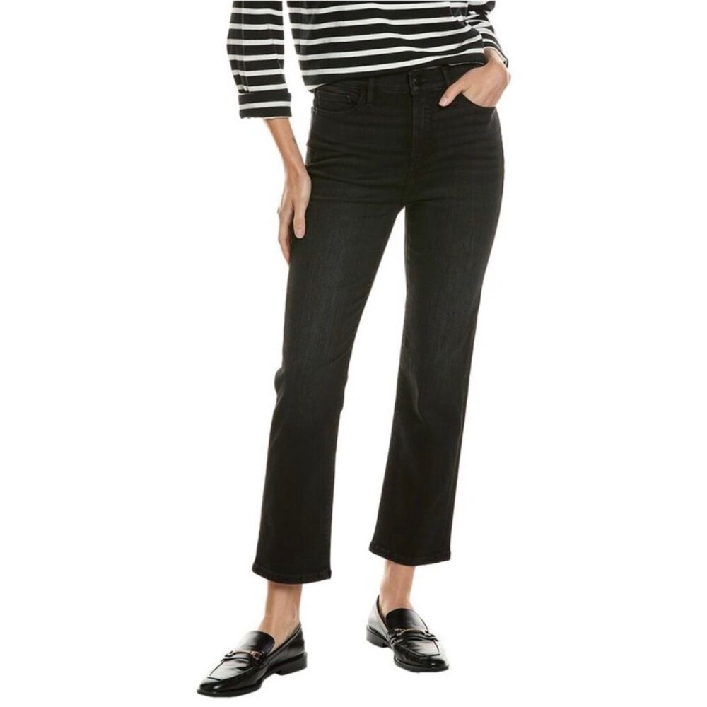 FRAME‎ Le High Straight Jeans High Rise 32 Tilt Black Faded Denim